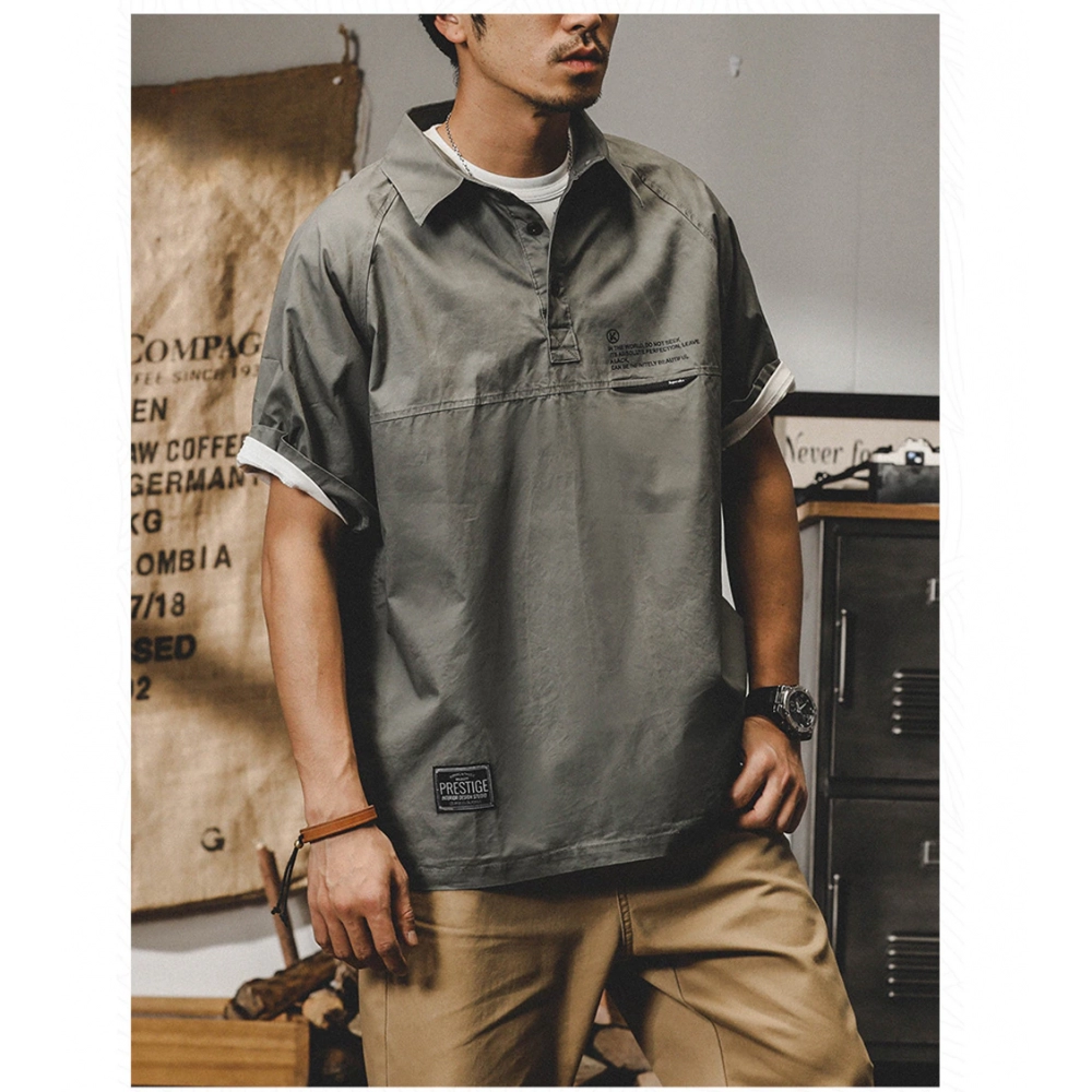 Men'S T-Shirt American Retro Loose Summer Short Sleeves 2022 New Work Shirt Collar Half Sleeve Clothes Men'S T-Shirt American Retro Loose Summer Short Sleeves 2022 New Work Shirt Collar Half Sleeve Clothes